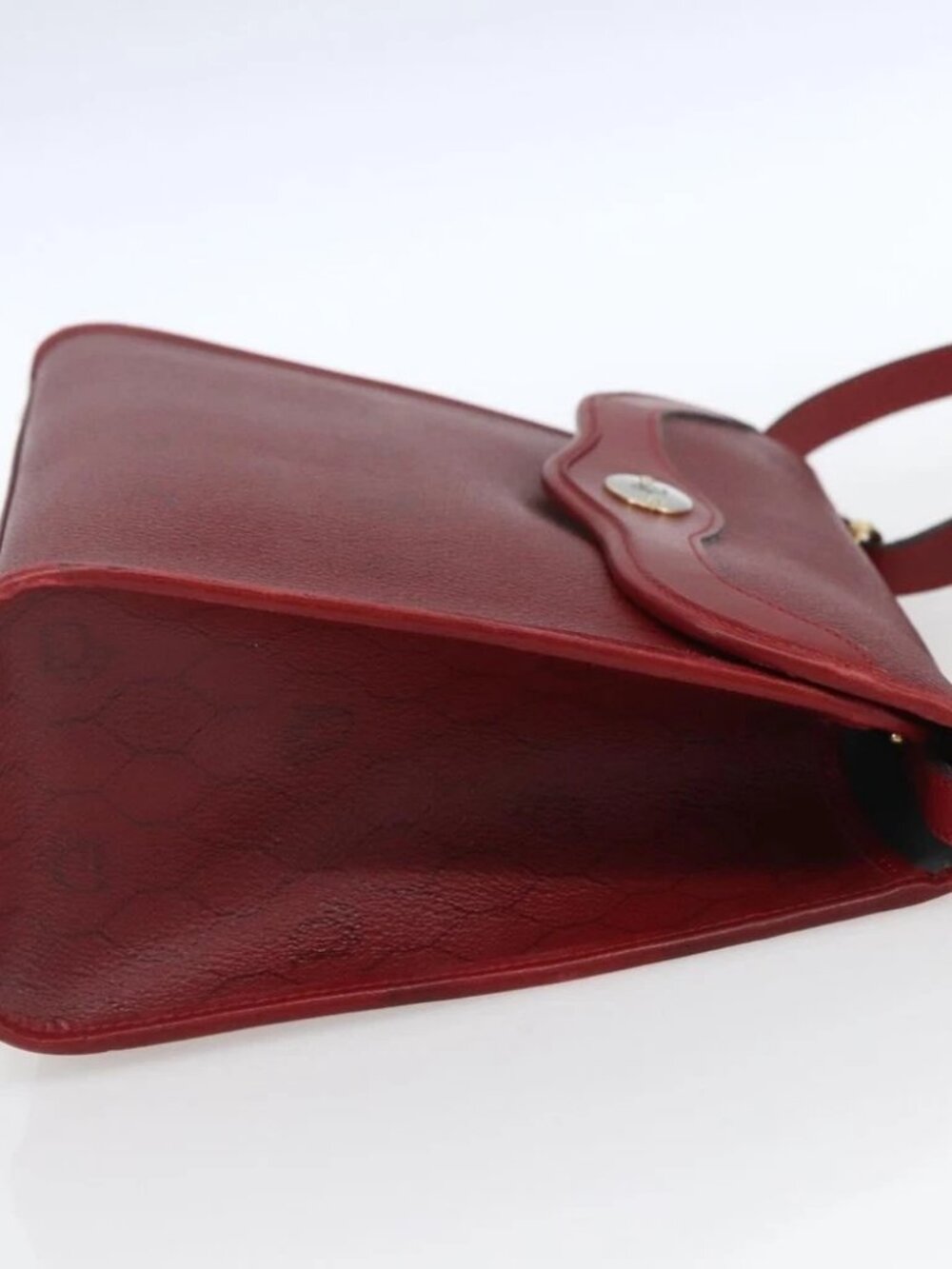 Christian Dior Honeycomb Canvas Hand Bag PVC Leather 2way Red Gold - Picture 4 of 15